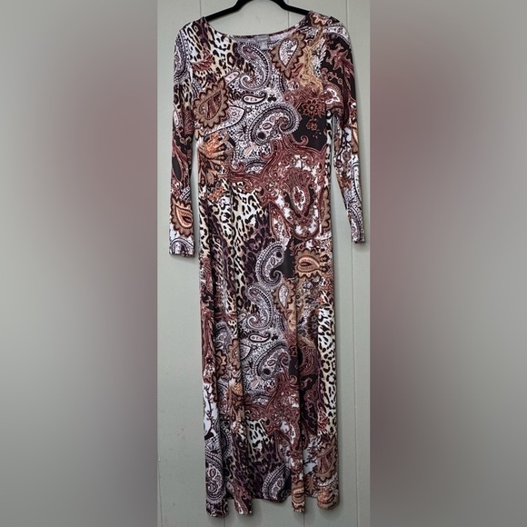 Chico’s Paisley Long Sleeve Maxi Dress Size Chicos 0 US 4 Small - Picture 1 of 13